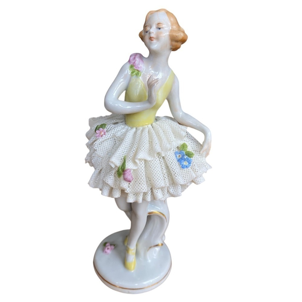 Germany Porcelain Lace Ballerina Figurine Marked Germany with #12970. Vintage